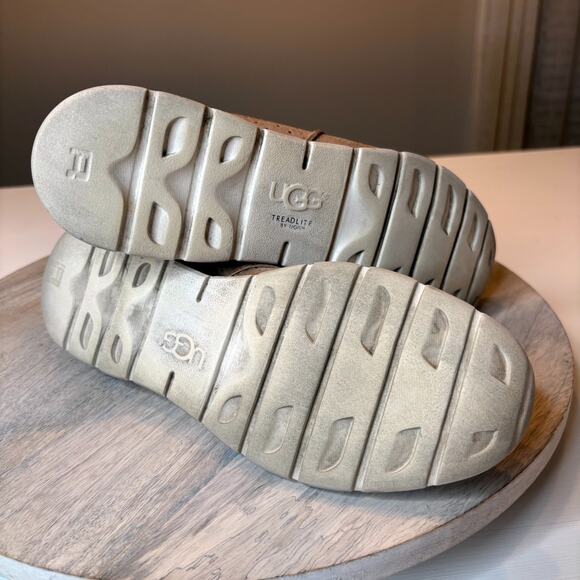 UGG UGGs Tye Women's Brown Leather Suede Tideline Shoes Sneakers US Size 8 - Picture 9 of 10